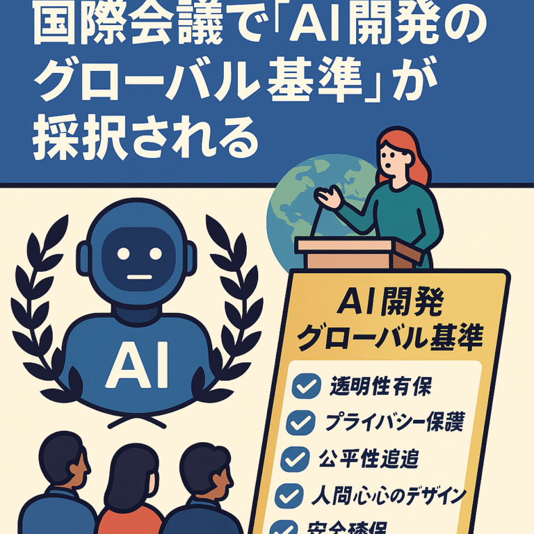 2025年春、AI倫理に関する国際会議で「AI開発のグローバル基準」が採択される